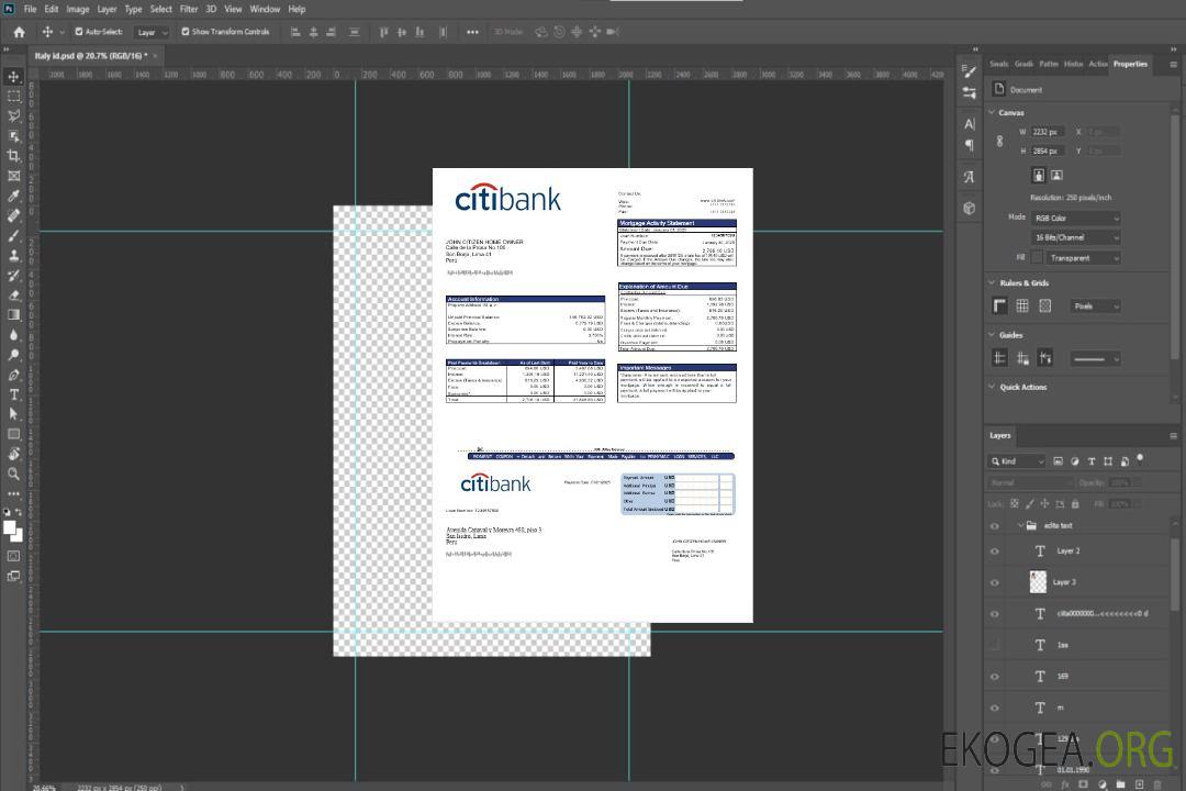 Relevé hypothécaire de la Citibank du Pérou aux formats Word et PDF template